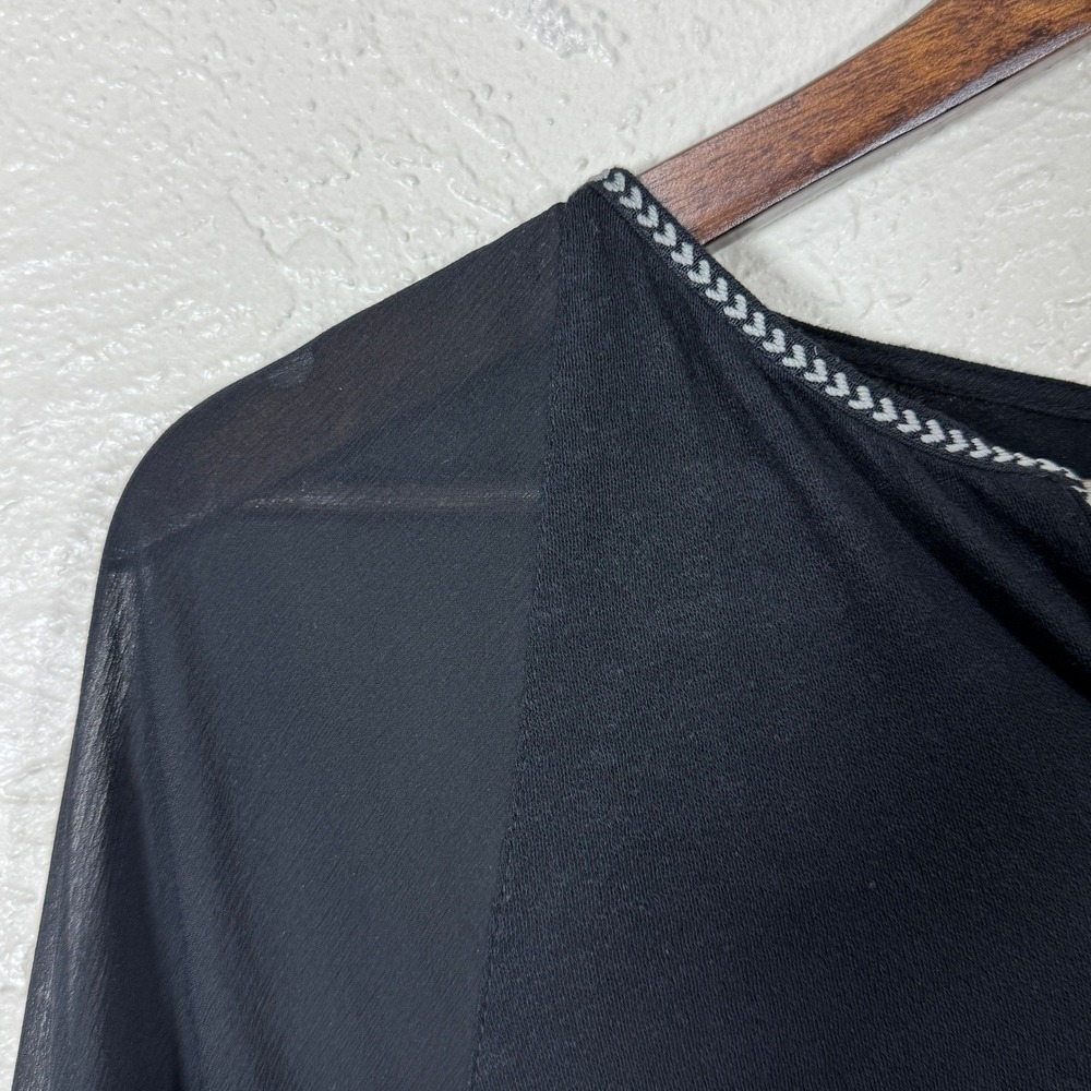 Akemi + Kin Anthropologie Top XS Fenn Black Boho Sheer Babydoll Peasant OB553735 - Picture 4 of 12